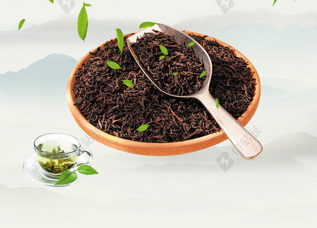 绿茶新茶上市促销宣传春天茶叶白色背景海报