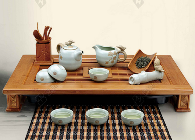 中国风茶道茶具茶道文化新茶上市海报背景