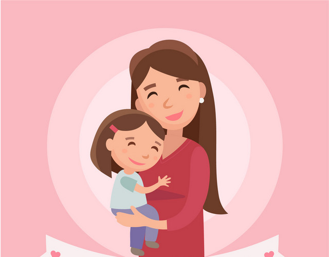 母女拥抱母亲节感恩母婴亲子矢量图