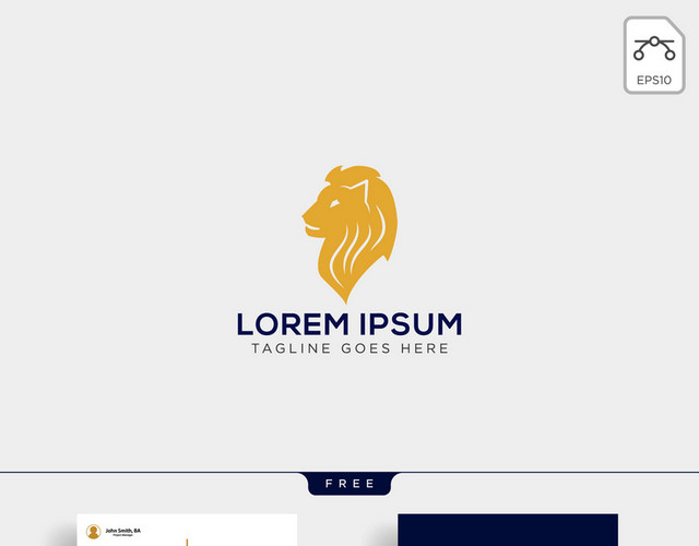 狮子头元素LOREMIPSUM正反面名片公司标识设计