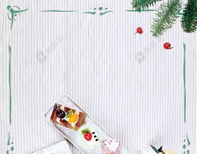 绿白场景美食下午茶宣传促销海报背景