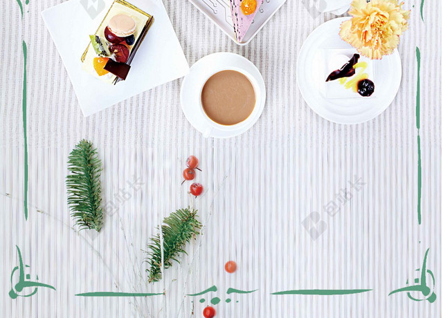 绿白场景美食下午茶宣传促销海报背景