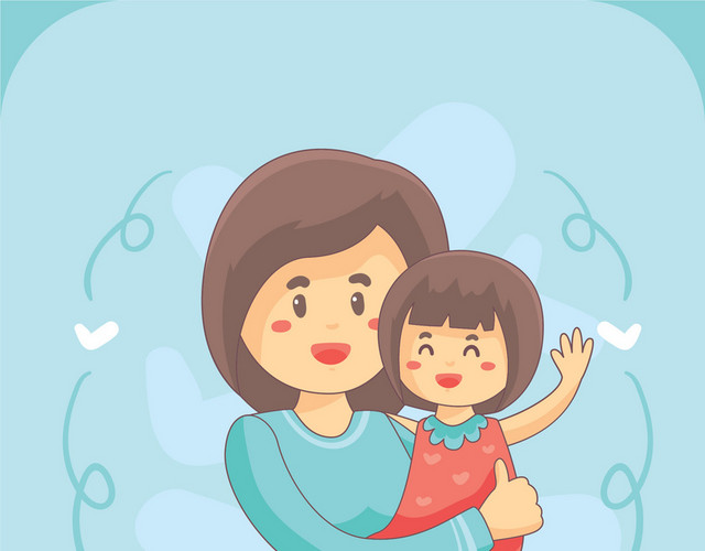 母女打招呼母亲节感恩母婴亲子母爱矢量图