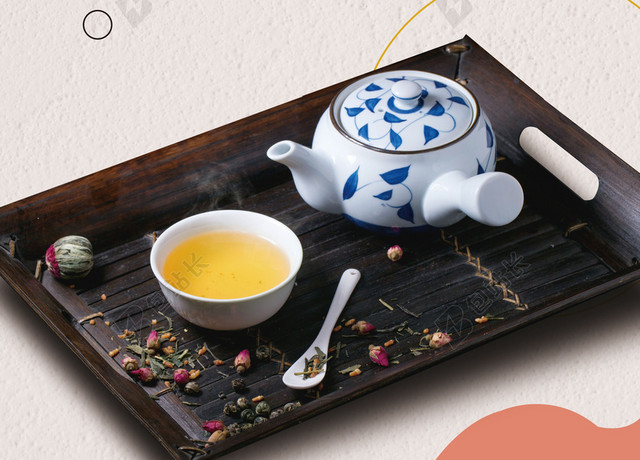 茶文化简约风茶叶中国传统文化米色背景海报
