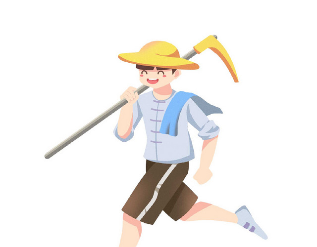五一人物五一劳动节劳作男孩卡通形象素材