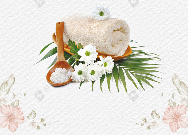 小清新白色花朵美容广告白色背景海报
