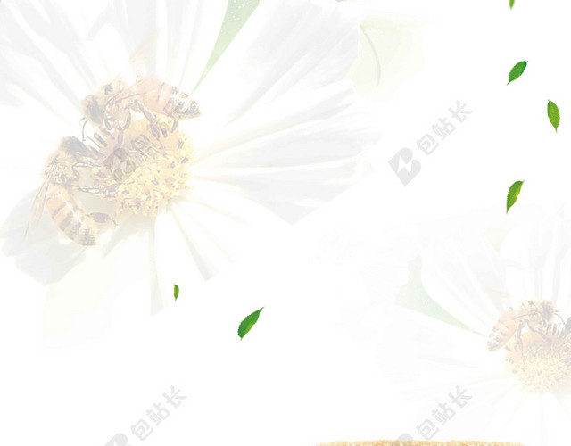 白花落叶黄色蜜罐风景保健品蜂蜜美容养颜海报背景