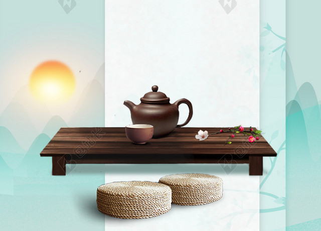 中国风茶叶茶道海报背景