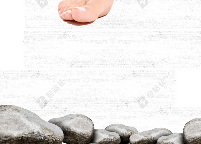 美女玉足中医养生足浴白色背景海报