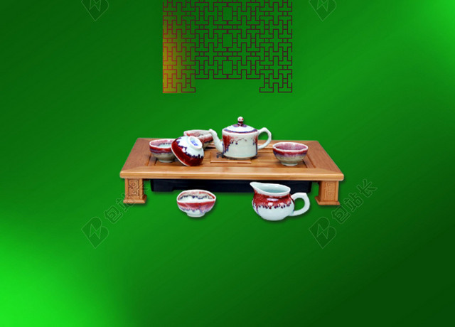 绿色渐变茶文化春茶海报背景