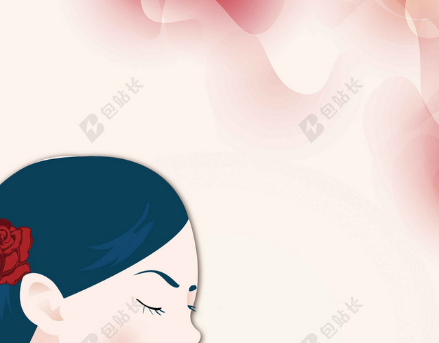 卡通人物玫瑰花美容美发养生丰胸海报背景