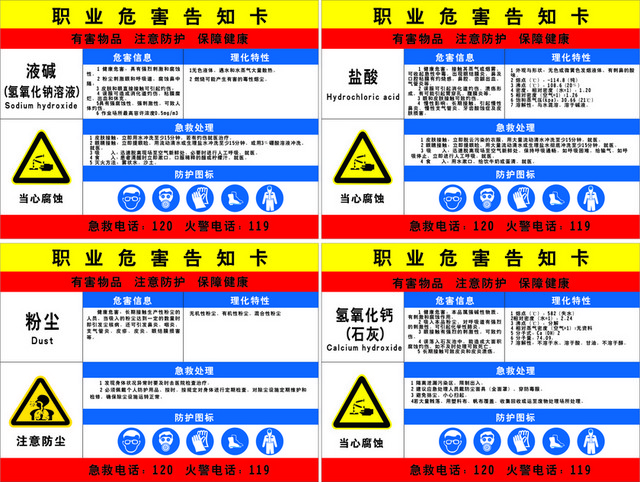 职业危害告知卡职业危害有害物品防护卡