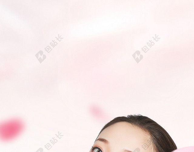 清新粉色花瓣优惠整形医院美容开业大促海报背景