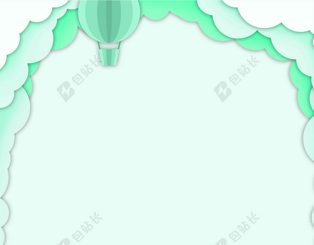 绿白物体卡通人物4月你好海报背景