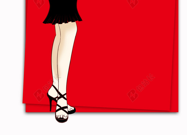 手绘个性女人减肥宣传促销海报红色背景