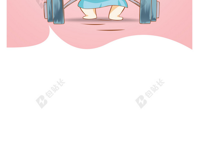 手绘举重的女孩减肥宣传促销海报粉红色背景