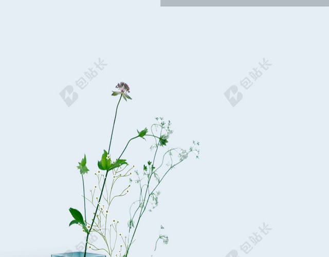 白蓝花瓶花朵物体4月你好海报背景