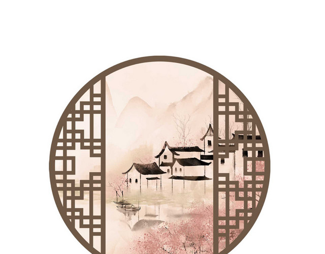 窗框画景古风PNG素材