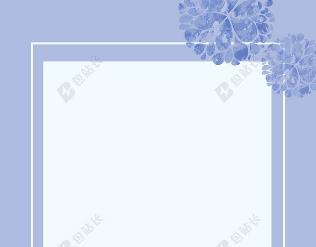边框蓝白花朵方块搞事情活动促销海报背景