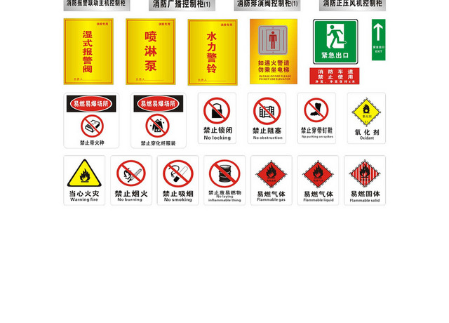 安全标志119灭火器使用方法排烟口送风口标志排