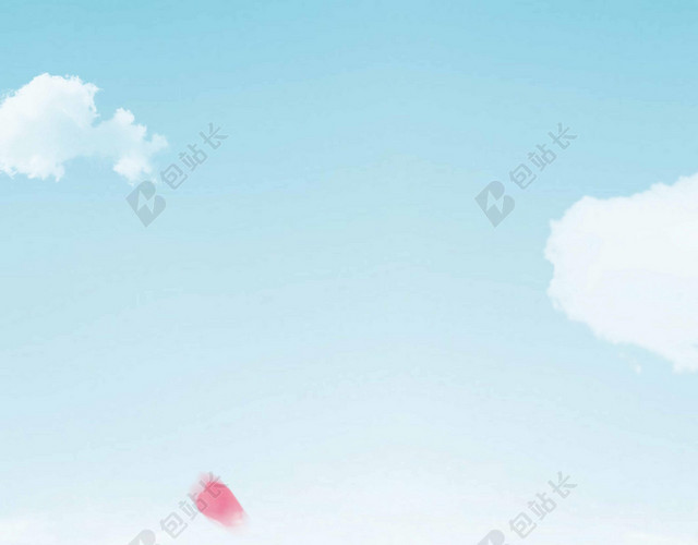 蓝天白云红花美容面膜护肤品海报背景