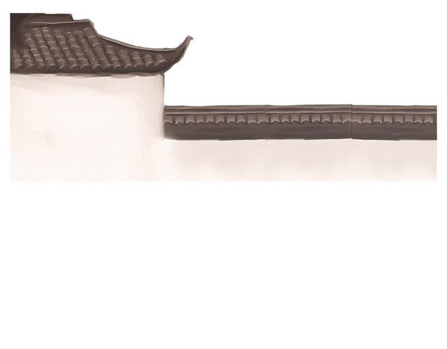 屋檐古风高墙PNG素材
