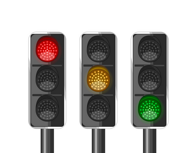 红黄绿信号灯交通道路标识牌