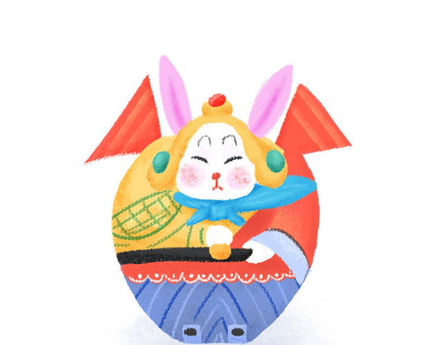 兔儿爷卡通插画PNG素材