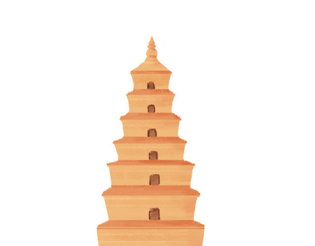 大雁塔插画素材