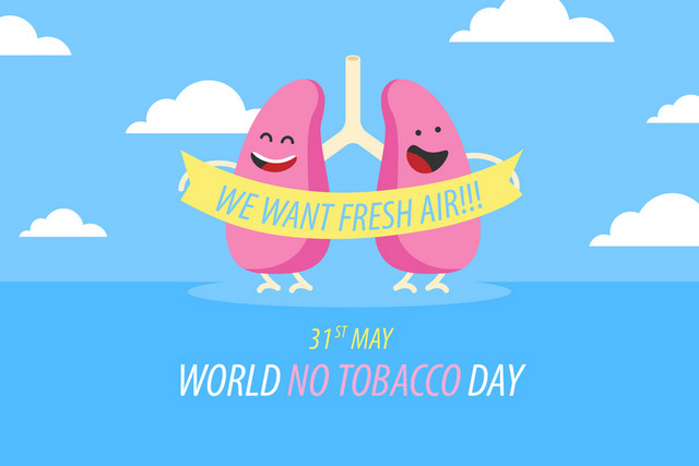 健康的肺世界哮喘日世界禁烟日肺健康禁烟矢量图