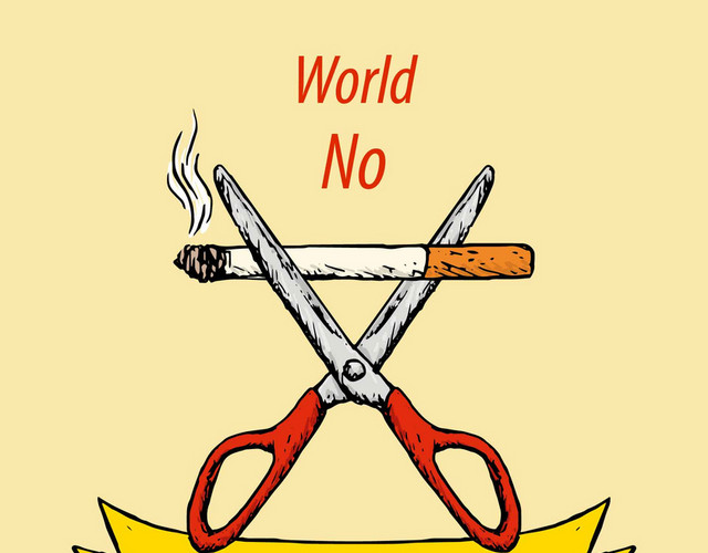 剪断香烟世界哮喘日禁烟日肺健康禁烟矢量图