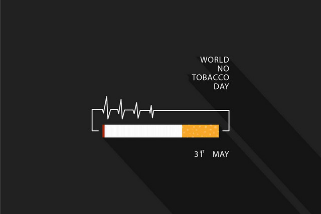 心电图世界哮喘日禁烟日肺健康禁烟矢量图