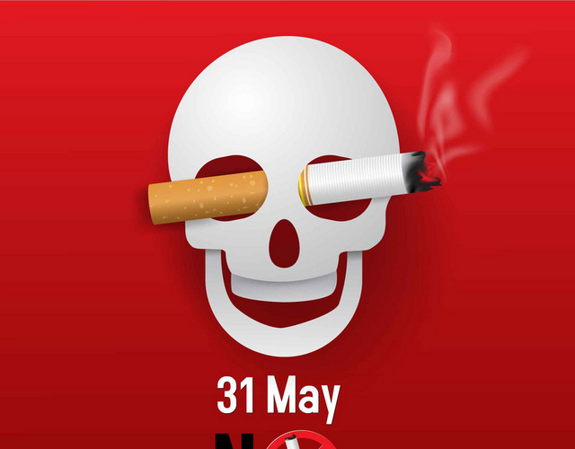 自杀骷髅香烟世界哮喘日禁烟日肺健康禁烟矢量图