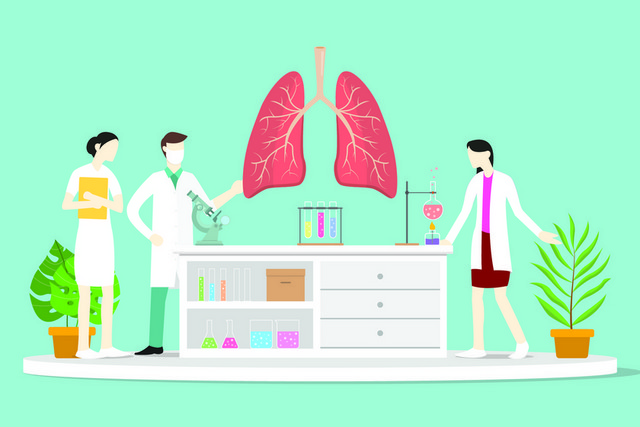 化验手术世界哮喘日禁烟日肺健康禁烟矢量图