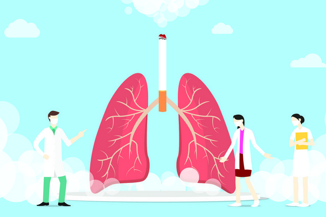 体检世界哮喘日禁烟日肺健康禁烟矢量图