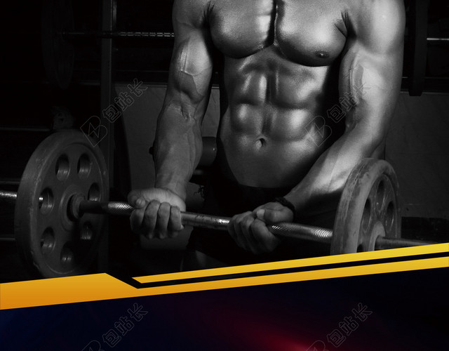 黑色简约肌肉锻炼双面健身宣传单运动锻炼海报背景