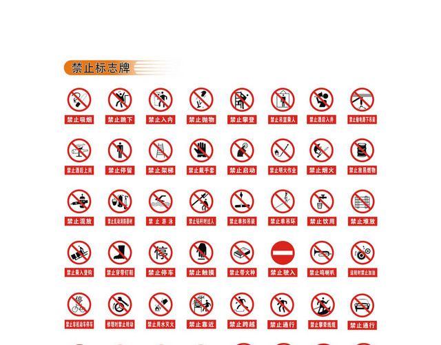 安全标志禁止游泳禁止停车禁止通行标志牌