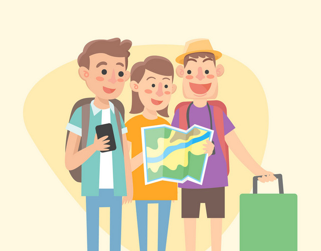 地图行李旅行夏天旅游度假矢量素材