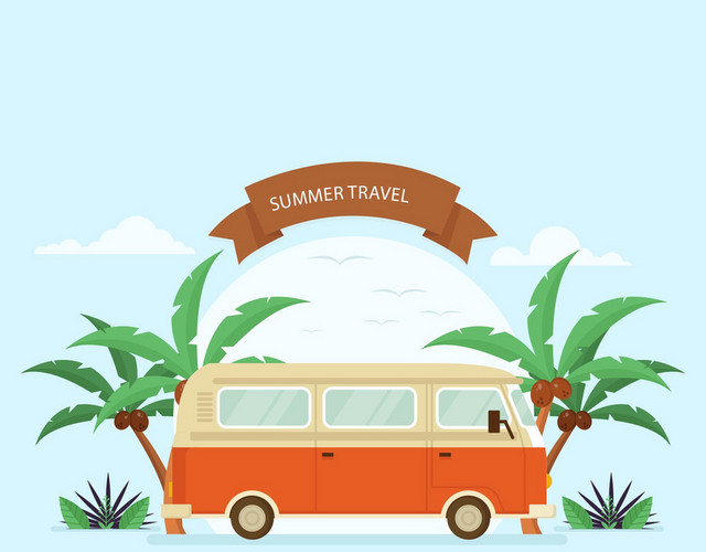 卡通夏天旅游素材