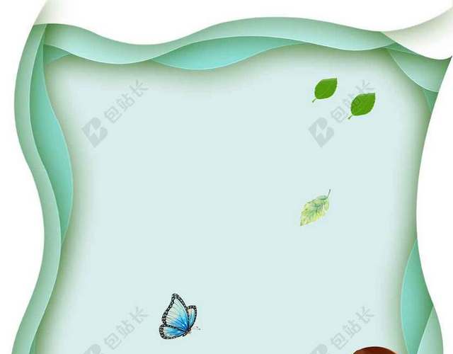 边框蓝白花卉人物卡通五月你好海报背景