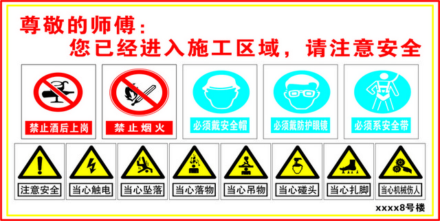 注意安全标志工地警示牌大全