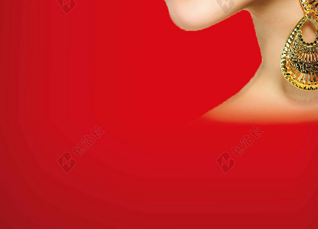 红色人物手线条美妆口红海报背景
