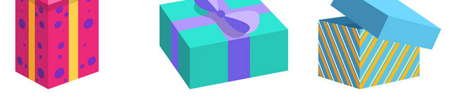 彩色创意礼物立体礼盒PNG素材
