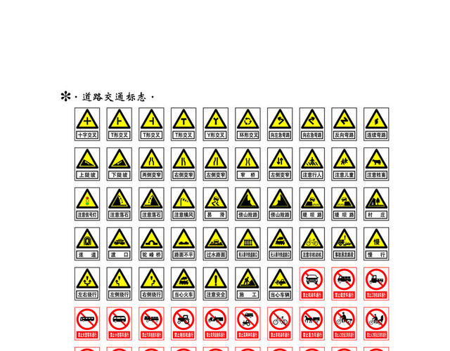 道路指示牌道路交通安全标识大全