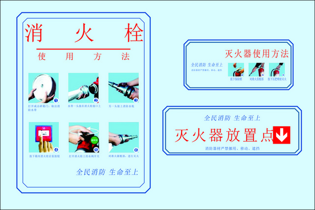 安全标志消火栓灭火器使用方法灭火器放置点