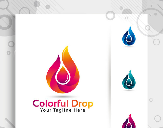 粉橘色水滴COLORFULDROP公司标识设计