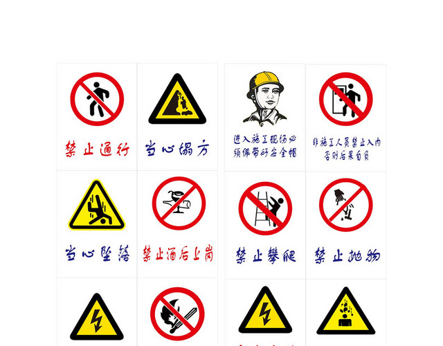 安全生产标志禁止通行当心坠落标志牌