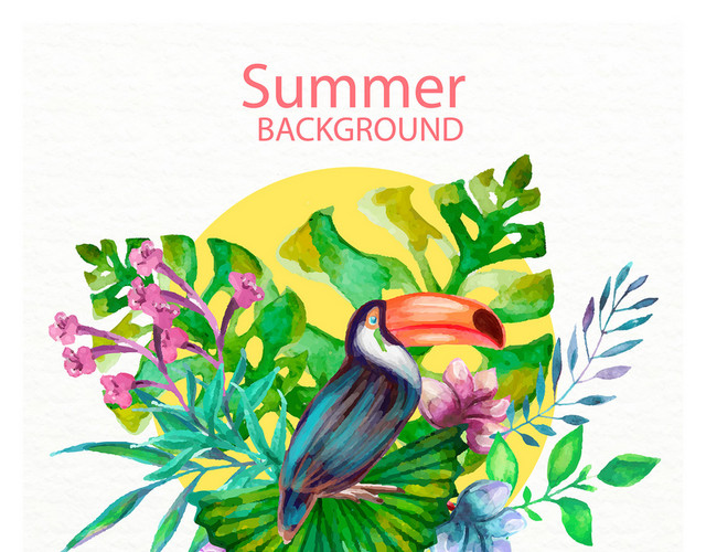 热带夏天植物卡通树叶边框PNG免抠素材