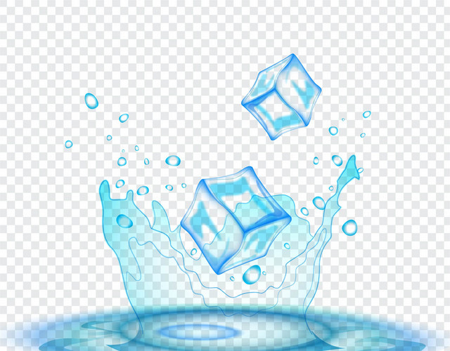 蓝色冰块水花素材