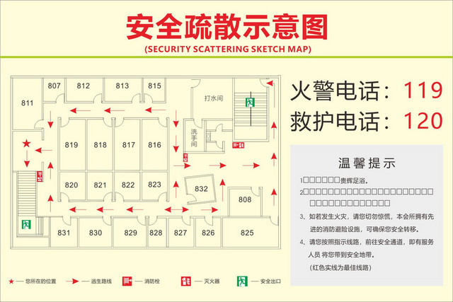 安全疏散足浴安全疏散示意图